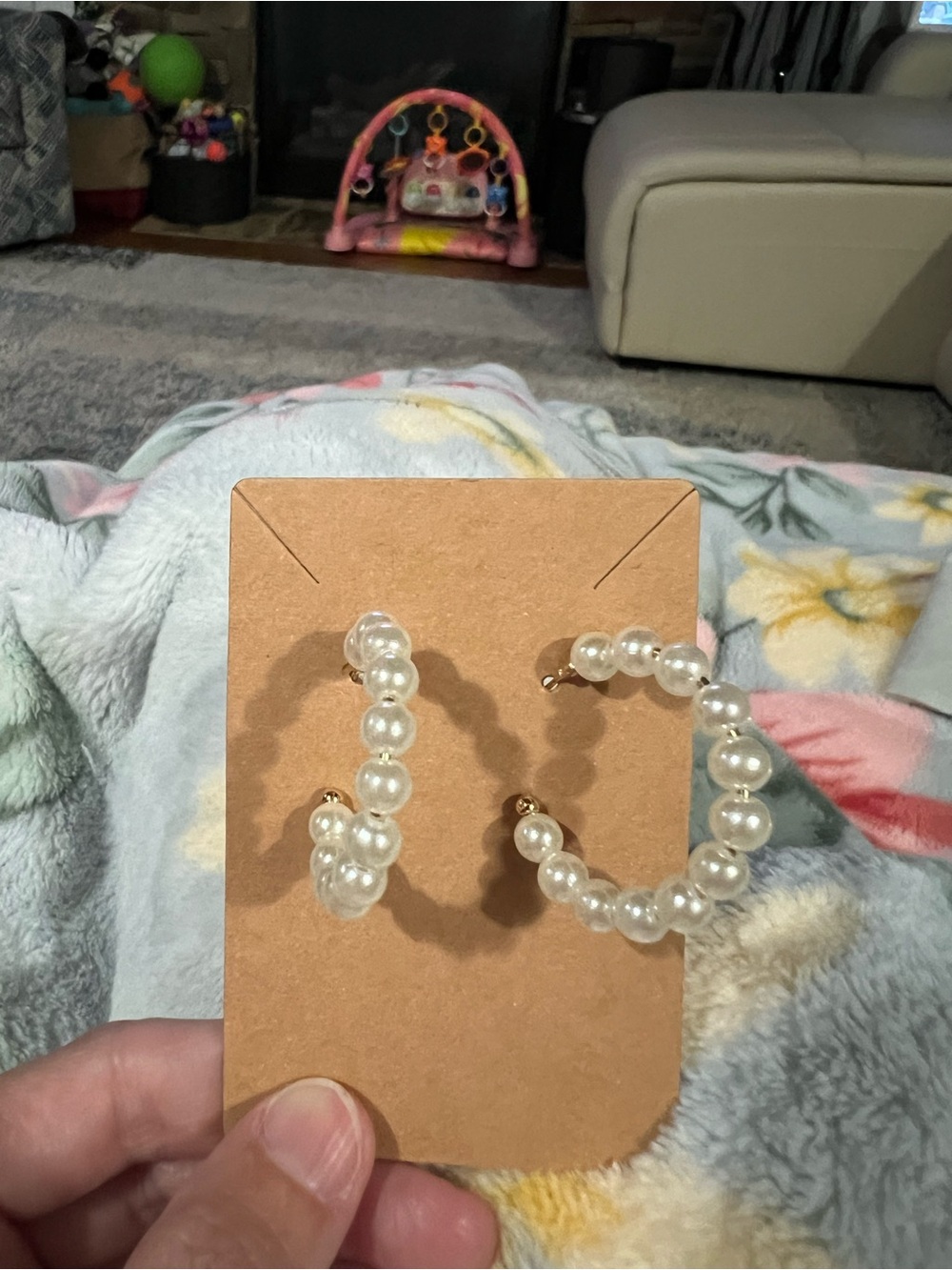 Pearl Hoop Earrings on Card
